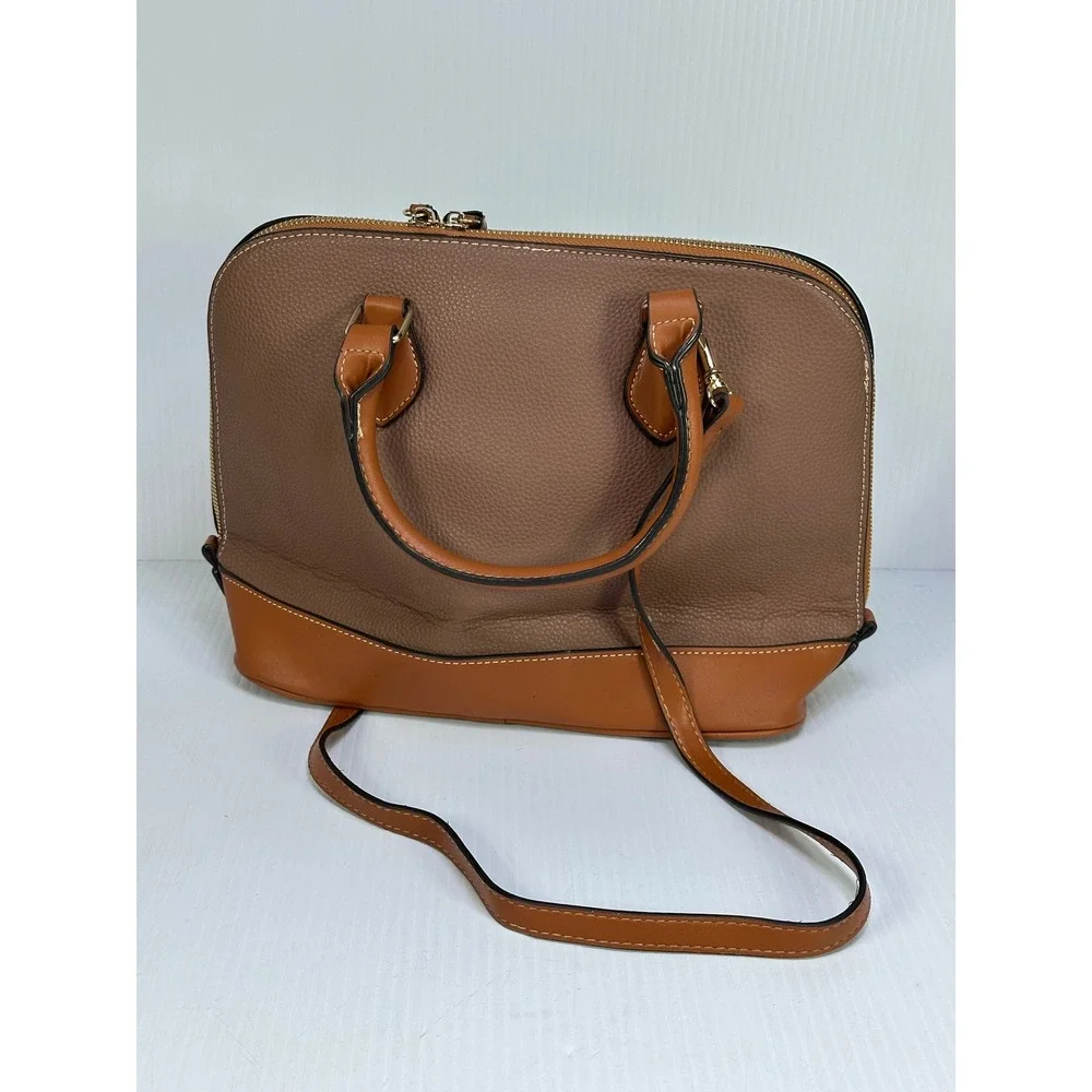 Dooney & Bourke Pebble Grain Domed Satchel Taupe Tan Leather Handbag